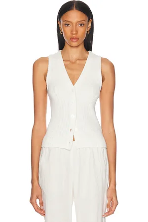 ENZA COSTA Boucle Knit Vest in - White. Size L (also in XS, S, M, XL).