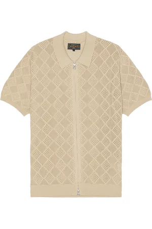Beams Zip Knit Polo Mesh in - Cream. Size S (also in ).