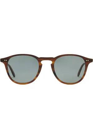 GARRETT LEIGHT Hampton Sun in Matte Saddle Tortoise & Semi-Flat Bluesmoke in Matte Saddle Tortoise & Semi-flat Blue Smoke - Brown. Size all.