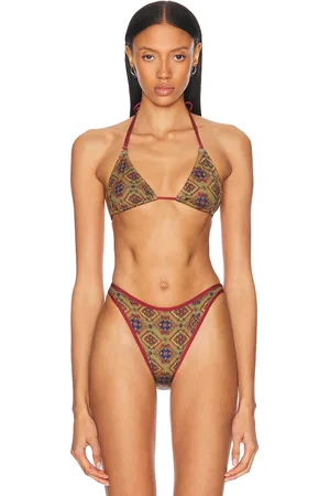 Heavy Manners Double String Bikini Top in - Olive. Size L (also in XS, S, M, XL).