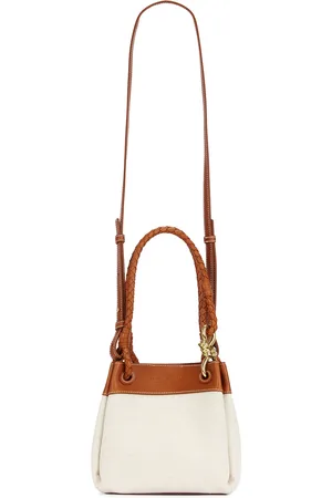 Bottega Veneta Small Parachute Canvas Bag in Natural Light Wood & Muse Brass. Size all.