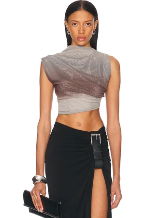 Jade Cropper For FWRD Asymmetric Crop Top in - Grey. Size 34 (also in 36).