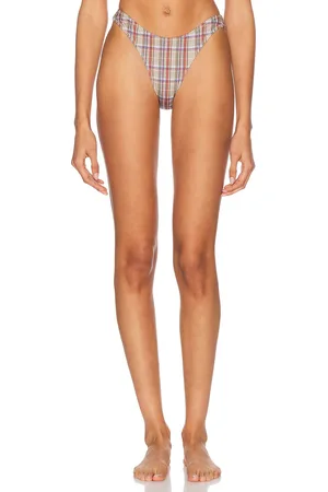 Heavy Manners High Cut Cheeky Bikini Bottom in - Taupe. Size L (also in XS, S, M, XL).