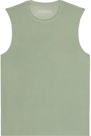 Beyond Yoga Featherweight Freeflo Muscle Tank in - Sage. Size L (also in S, M, XL/1X).