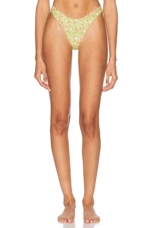 Heavy Manners High Cut Cheeky Bikini Bottom in - Green. Size L (also in XS, S, M, XL).