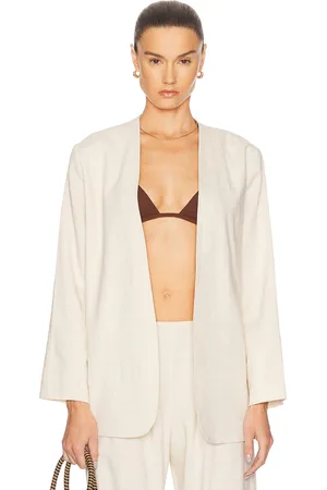 Leset Belle Collarless Blazer in - Neutral. Size L (also in XS, S, M).