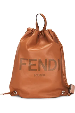 Fendi Logo Embossed Drawstring Backpack in - . Size all.