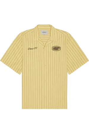 Carhartt Hendry Shirt in Seaton Stripe Straw & Liberica - Yellow. Size L (also in M, S, XL/1X).