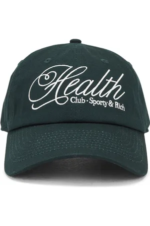 Sporty & Rich Health Script Hat in - Dark Green. Size all.