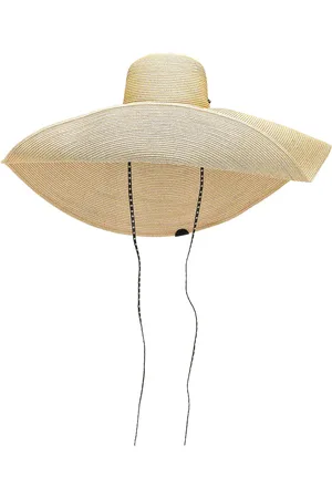 Alaïa Large Straw Sun Hat With Leather Straps in - Tan. Size all.