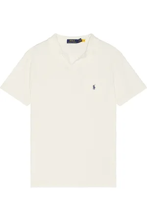 Ralph Lauren Short Sleeve Johnny Collar Polo in - Cream. Size L (also in S, M, XL/1X).