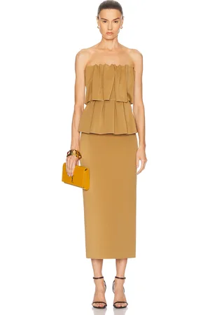 Dagmar Sculpted Maxi Dress in - Mustard. Size 32 (also in 34, 36, 38, 40).
