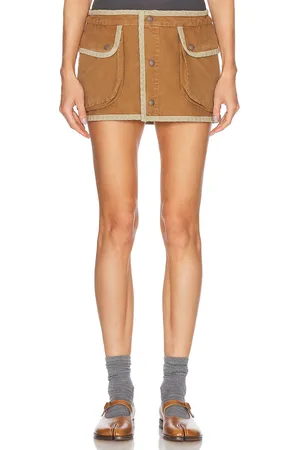 R13 Layered Skort in - Brown. Size 24 (also in 25, 26, 27, 28, 29, 30, 31).