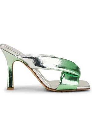 Bottega Veneta Mule Sandal in - Metallic Silver,Green. Size 37 (also in 38, 42).