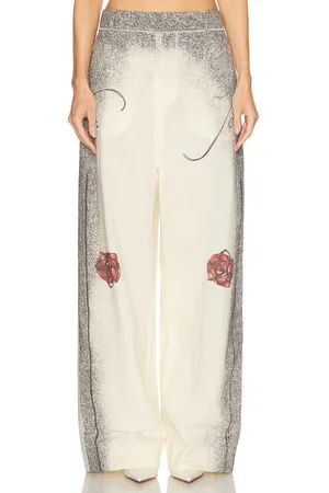 Jean Paul Gaultier Tattoo Tailored Pant in Ecru Black & Red - Cream. Size L (also in S, M).