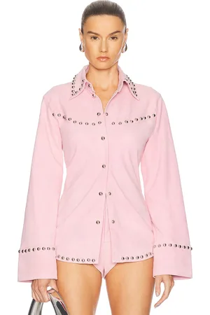 Retrofete Palmira Suede Shirt in - Pink. Size M (also in XS, S, XL).