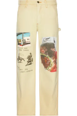 One Of These Days Just Like It Began Painters Pant All Over Artwork in - Tan. Size L (also in S, M).