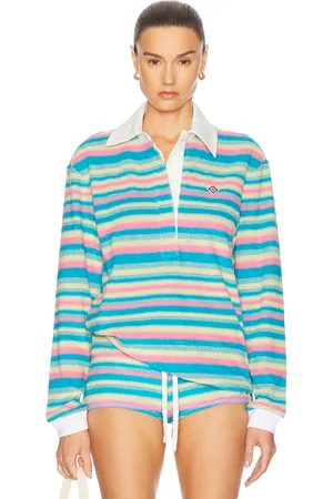 Casablanca Towel Polo Top in - Teal. Size M (also in S, XS).