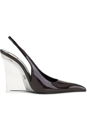 Saint Laurent Miller Wedge Pump in - Wine. Size 36 (also in 38, 39, 40, 37, 37.5, 36.5, 38.5, 41).