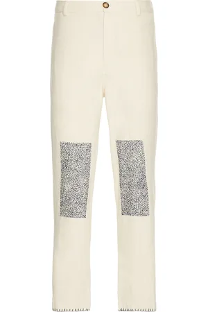 HARAGO Kantha Knee Cap Pants in - Beige. Size L (also in M, XL/1X).