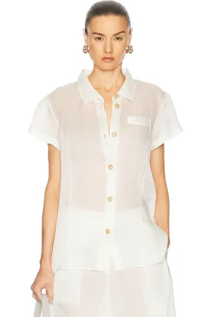 Khaite Keefe Organza Top in - White. Size L (also in M, XL).