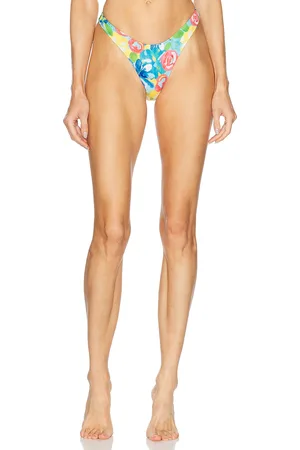 Heavy Manners High Cut Cheeky Bikini Bottom in - Blue. Size L (also in XS, S, M, XL).