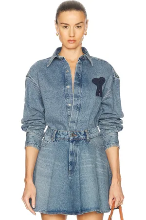 Ami ADC Cropped Shirt in - Blue. Size M (also in S, XS).