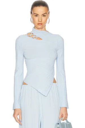 Cult Gaia Ekko Knit Top in - Baby Blue. Size L (also in XS, S, M).