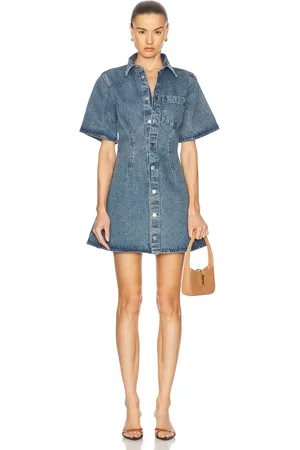 Ami Short Sleeve Shirt Dress in - Blue. Size L (also in S, M).