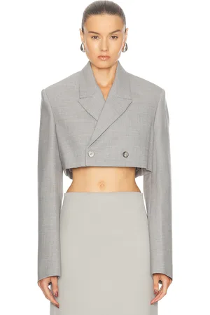 WARDROBE.NYC Cropped Blazer in - Grey. Size M (also in ).