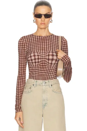 Miaou Long Sleeve Tee in - Brown. Size L (also in XXS, XS, S, M, XL).