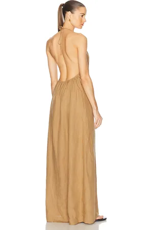 NILI LOTAN Lelia Halterneck Dress in - Tan. Size L (also in S, M).