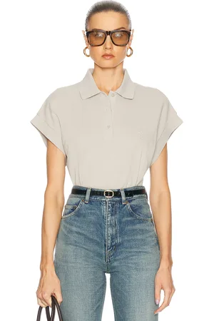 Saint Laurent Short Sleeve Polo Top in - Grey. Size L (also in XS, M).