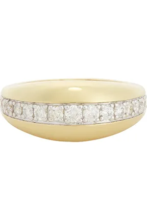 STONE AND STRAND Pave Pistachio Dome Ring in - Metallic Gold. Size 8 (also in ).