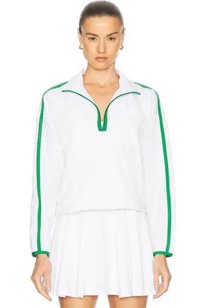 Beyond Yoga Contrast Half Zip Pullover Jacket in - White. Size L (also in XS, S, M).