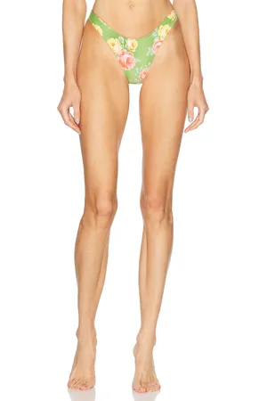 Heavy Manners High Cut Cheeky Bikini Bottom in - Green. Size L (also in XS, S, M, XL).