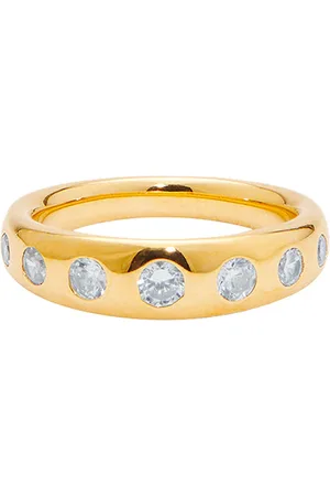 mega 7 Stone Pinky Ring in - Metallic Gold. Size 3 (also in 3.5, 4).