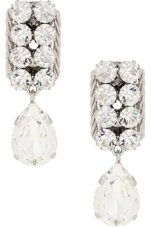 Alessandra Rich Pendant Earrings in - Metallic Silver. Size all.