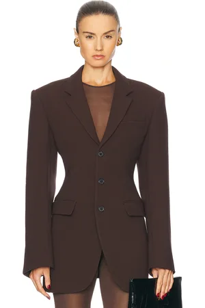 WARDROBE.NYC Longline Blazer in - Chocolate. Size M (also in ).
