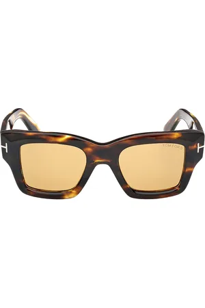 Tom Ford Ilias Sunglasses in Shiny Honey Striped Brown & Amber - Brown. Size all.