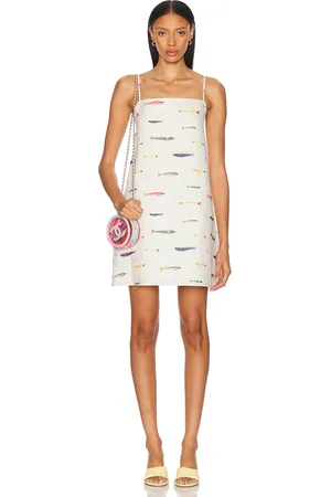 Staud Laura Linen Mini Dress in - White. Size L (also in M, S, XS).
