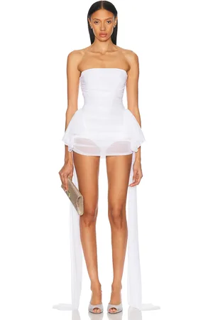 Norma Kamali Strapless Bill Pickleball Bow Dress in - White. Size L (also in M, S, XL, XS).