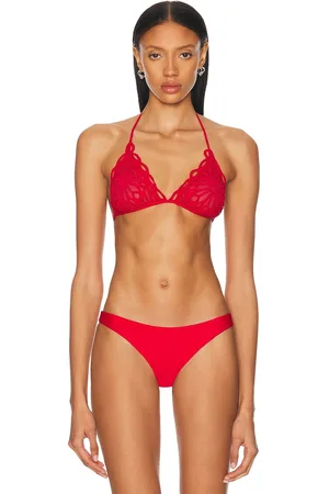 Norma Kamali Scallop Bikini Bra in - Red. Size L (also in M, S, XL, XS).