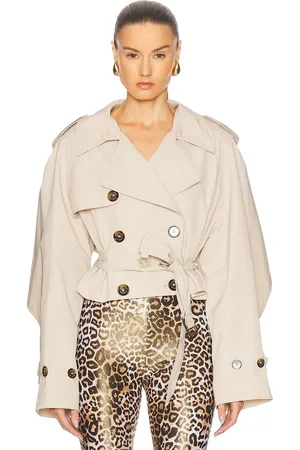ALEXANDRE VAUTHIER Taffeta Short Trench Coat in - Neutral. Size 38 (also in 40, 42, 44).