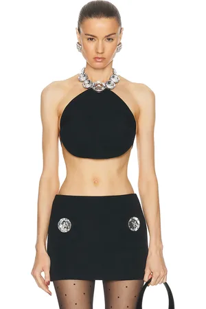 AREA Jumbo Crystal Halter Top in - . Size 0 (also in ).