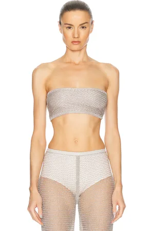 Alaïa Tube Mesh Bra Top in - Metallic Silver. Size 36 (also in ).