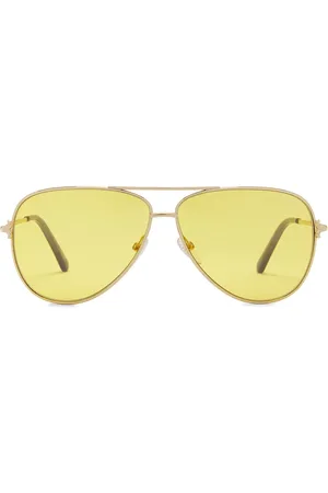 Emilio Pucci Aviator Sunglasses in Shiny Pale Gold Opal Lavender & Yellow - Metallic Gold. Size all.