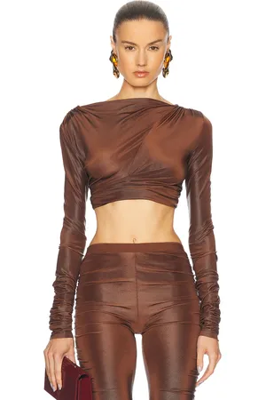 Rick Owens Jade Long Sleeve Crop Top in - . Size 38 (also in 40, 42, 44).