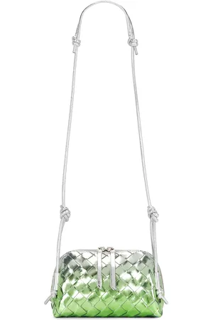 Bottega Veneta Concert Pouch in Silver Fresh Mint & Silver - Metallic Silver. Size all.
