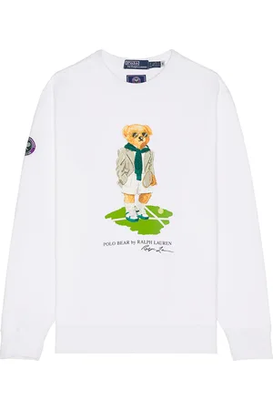 Ralph Lauren Wimbledon Novelty Bear Crewneck Sweatshirt in - White. Size L (also in M, S, XL/1X).
